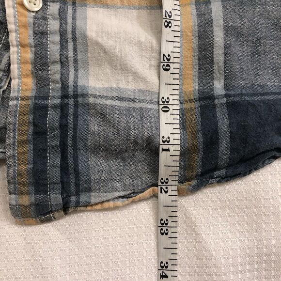 Merona Button Up Shirt Mens XXL Multicolor Plaid Short Sleeve Linen Cotton - Picture 5 of 6